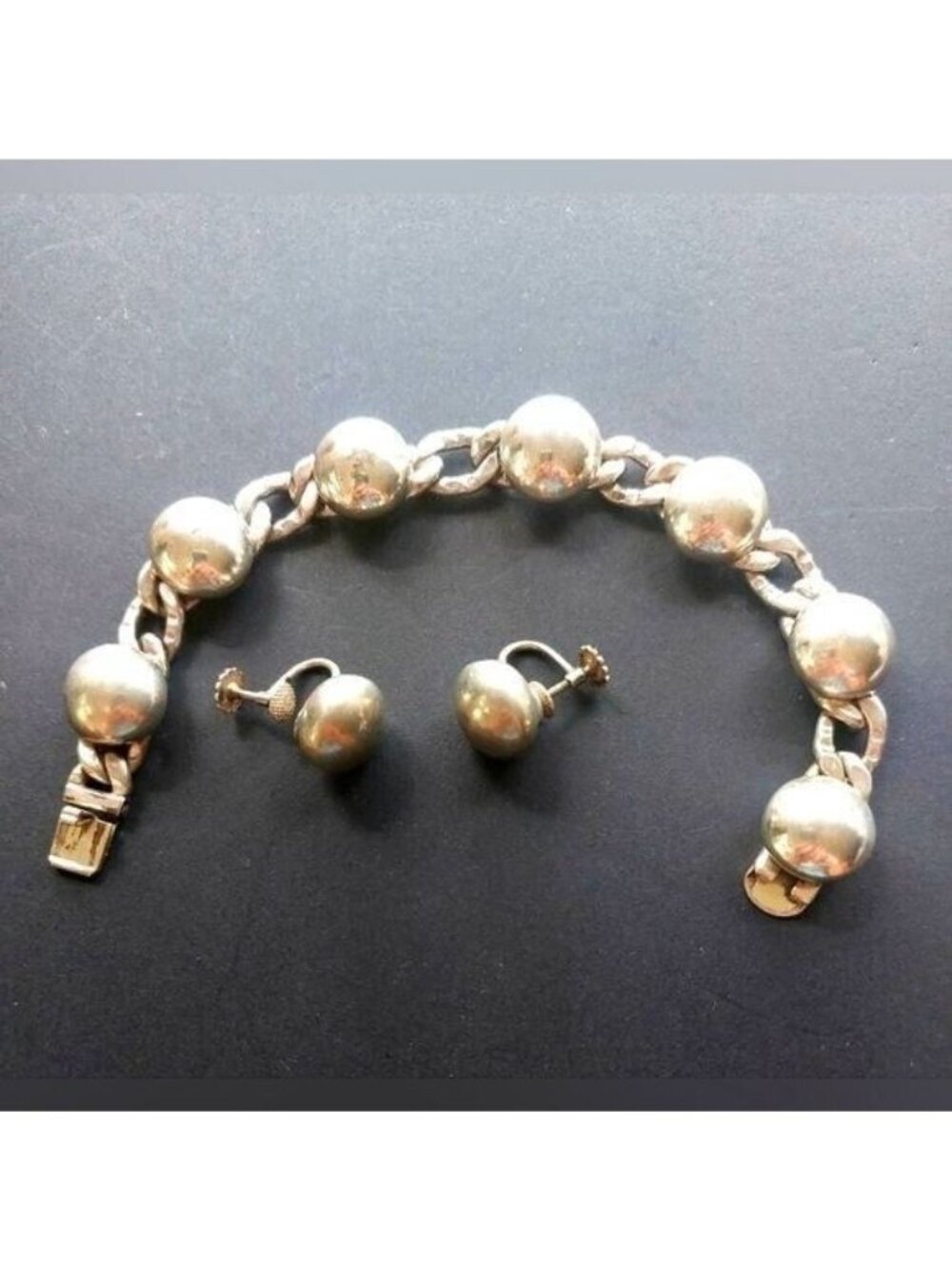 Mid-century Modern Sterling Silver Napier Bracelet & Earrings Set